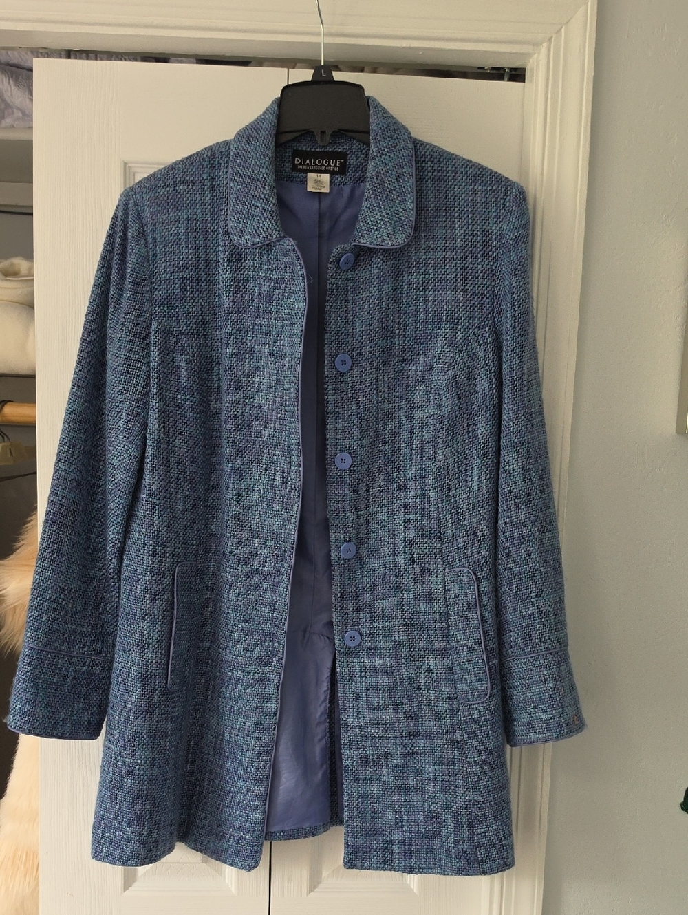 Dialogue Blue Tweed Blazer Jacket